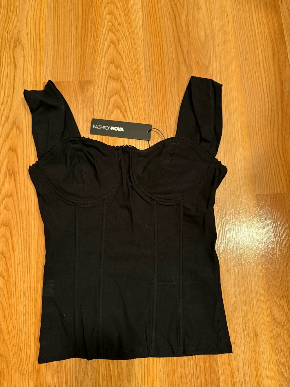 Fashion Nova Black Corset-Style Tank